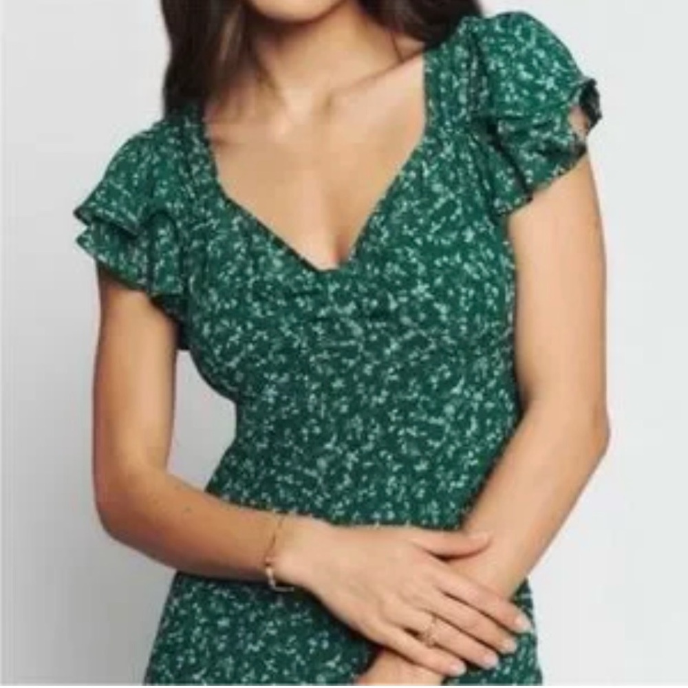 Reformation Green Floral Midi Dress - Picture 2 of 7